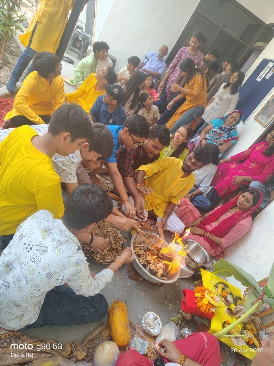 Students participating in the Hawan